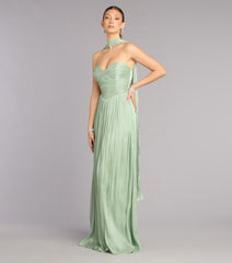 Serena Chiffon Formal Dress With Scarf