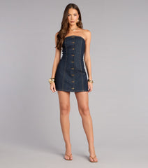 Denim Days Button Front Mini Dress