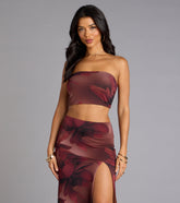 Blooming Allure Floral Mesh Cutout Tube Top