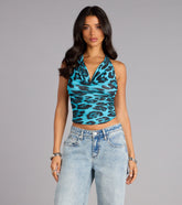 Fierce Instinct Leopard Print Open Back Halter Top