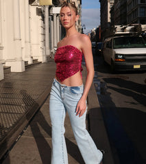 Caught My Eye Sequin Tie-Back Crop Top