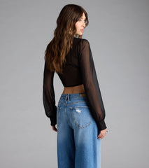 Sheer Goes Nothing Tie-Front Crop Top
