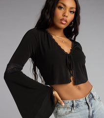 Whisper Lace Tie Front Top