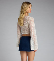 Sweetly Sheer Lace Tie Front Crop Top