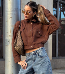 Street Cue Crop Denim Bomber Jacket