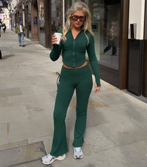 Lounge Goals Rib Knit Flare Pants