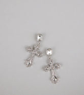 Saint and Slay Rhinestone Cross Earrings