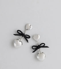 Sweet Talker Heart And Bow Drop Earrings