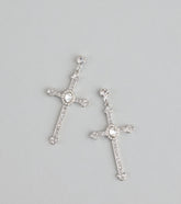 Chic Factor Rhinestone Cross Earrings