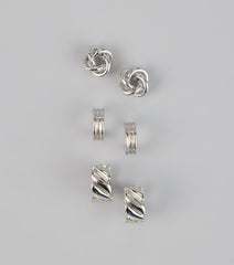 Three Times the Shine Hoop Earring Set