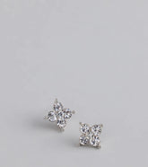 Lucky And Glam Rhinestone Clover Stud Earrings