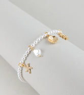 Coastal Cutie Faux Pearl Charm Bracelet