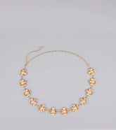 Flower Power Faux Pearl Chain Belt