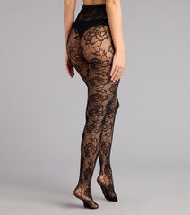 Dark Bloom Floral Lace Fishnet Tights