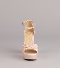 Sweet Statement Satin Bow Block Heels