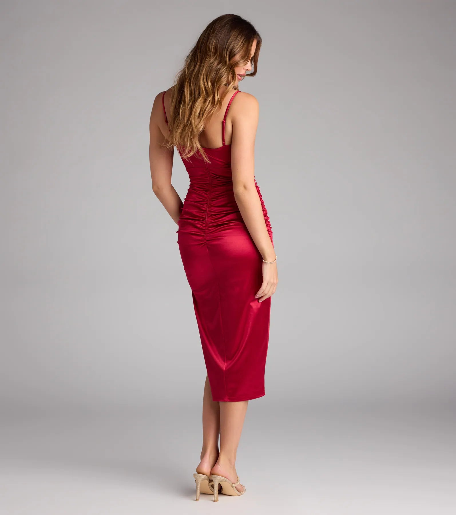Chelsea Satin Midi Formal Dress