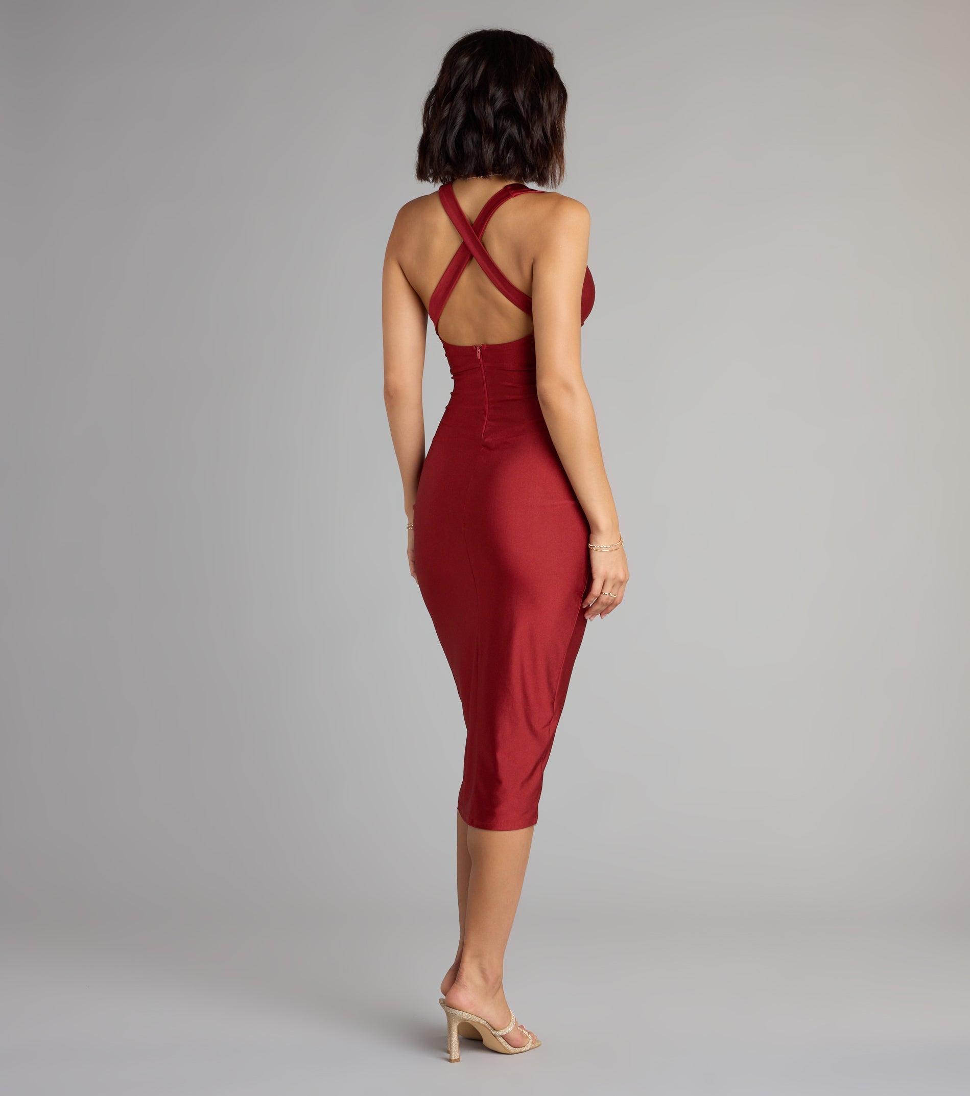 Piper V-Neck Bodycon Midi Formal Dress
