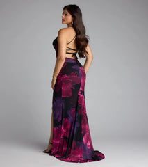 Tania Floral Lace-Up Slit Formal Dress