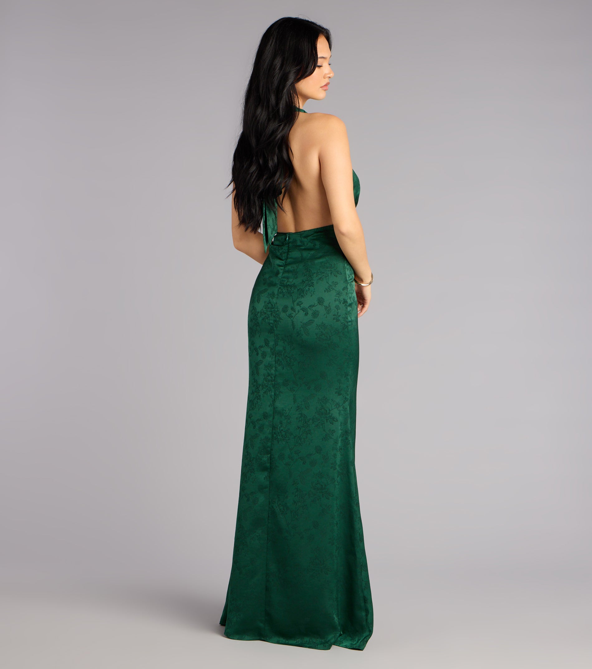 Adelle Satin Halter A-Line Formal Dress