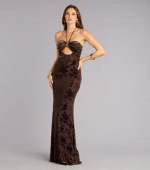 Kilah Flocked Velvet Mermaid Dress