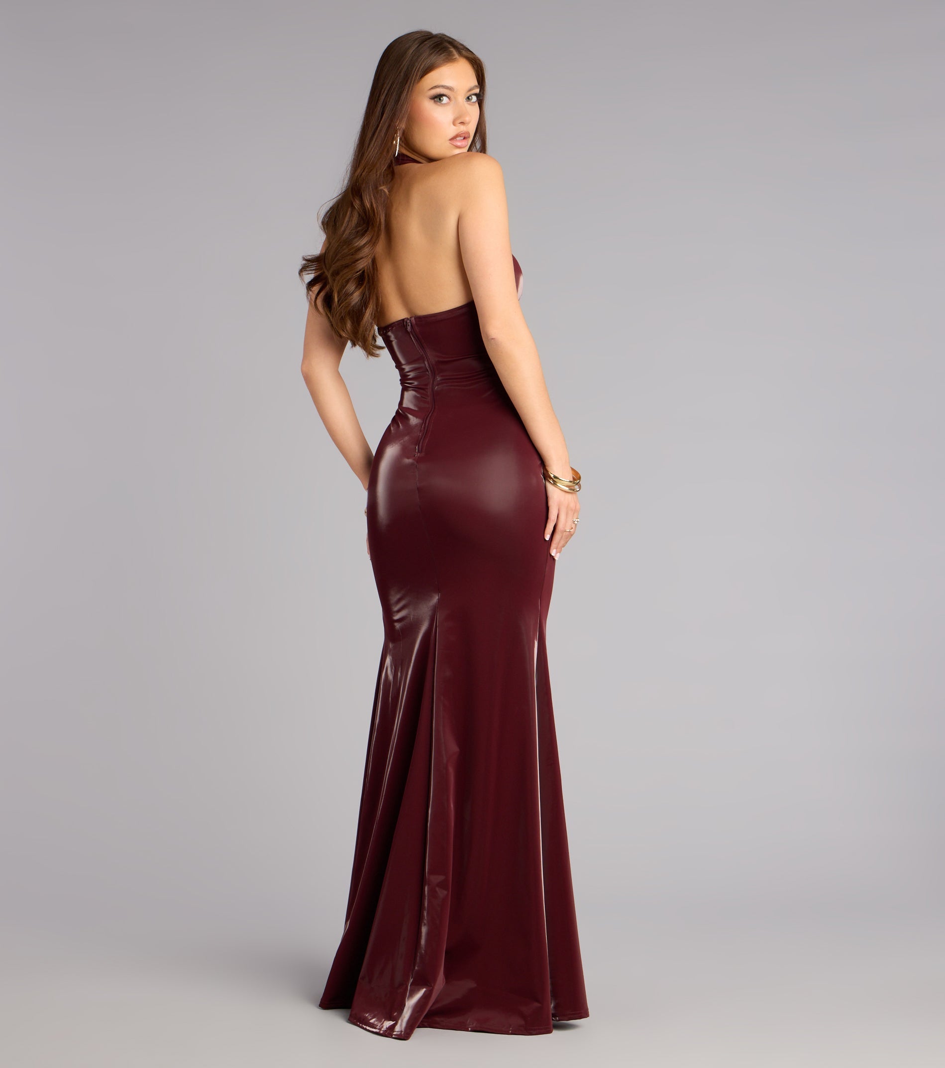 Breanna Faux Leather Corset Formal Dress