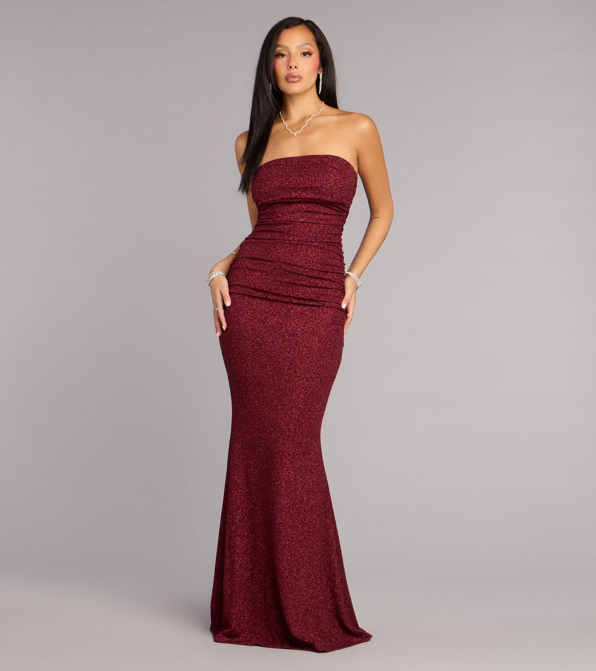 Darcy Glitter Strapless Mermaid Formal Dress