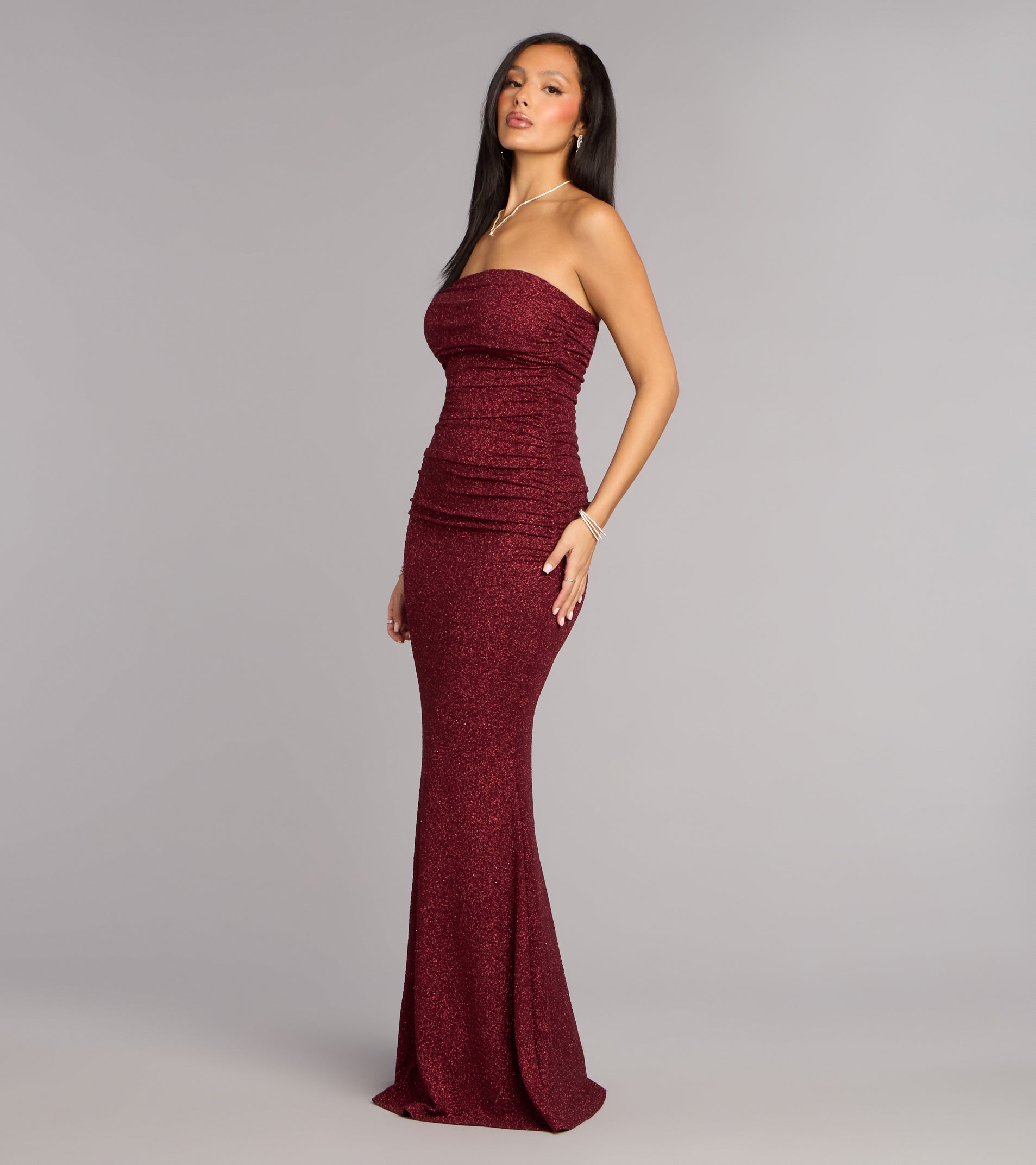 Darcy Glitter Strapless Mermaid Formal Dress