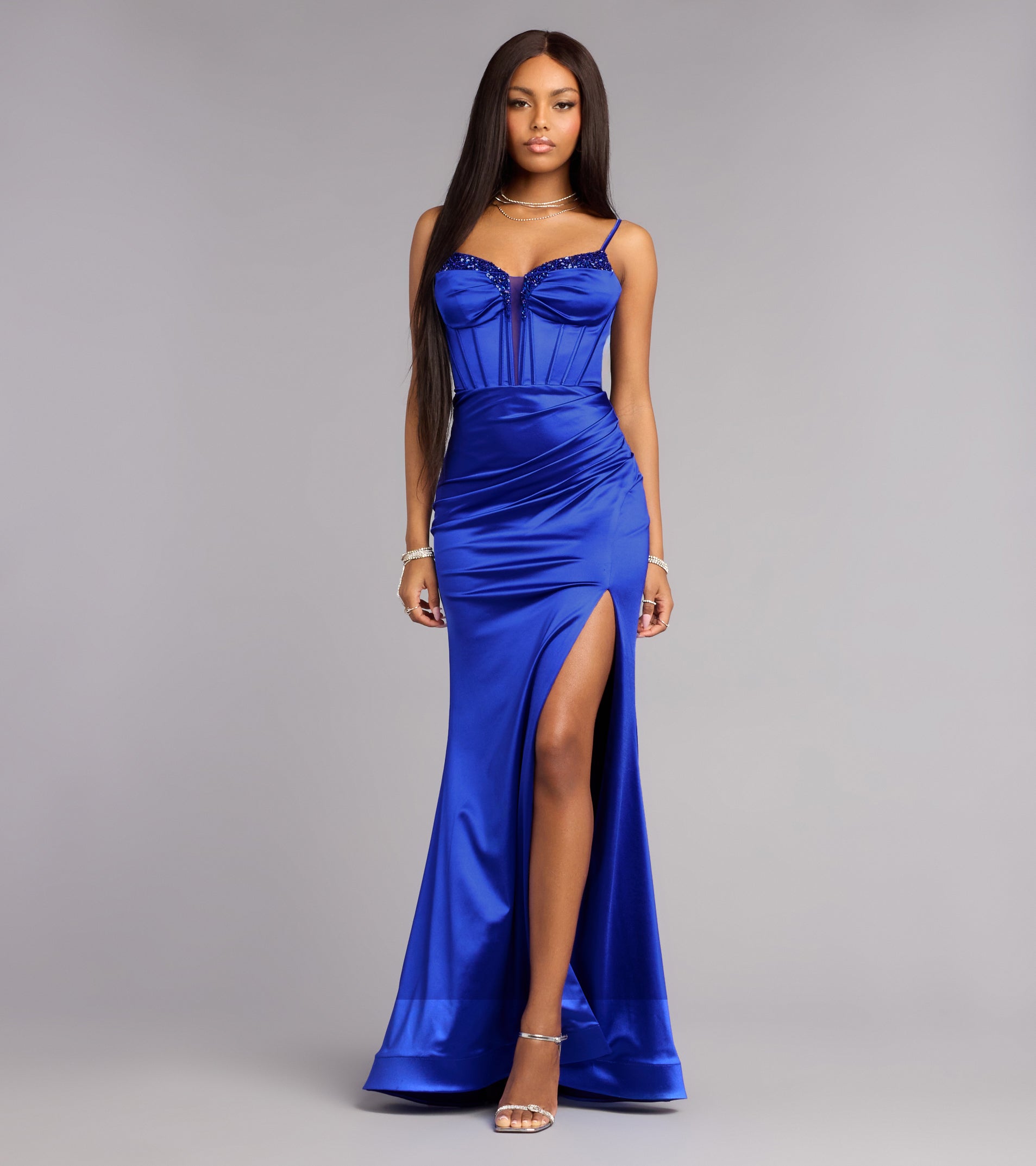 Beatrice Satin Gemstone Mermaid Formal Dress
