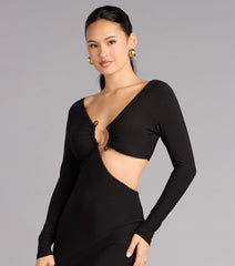 Barbara Long Sleeve Cutout Formal Dress