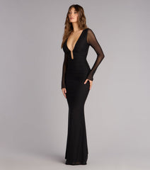 Eileen Mesh Long Sleeve Mermaid Formal Dress