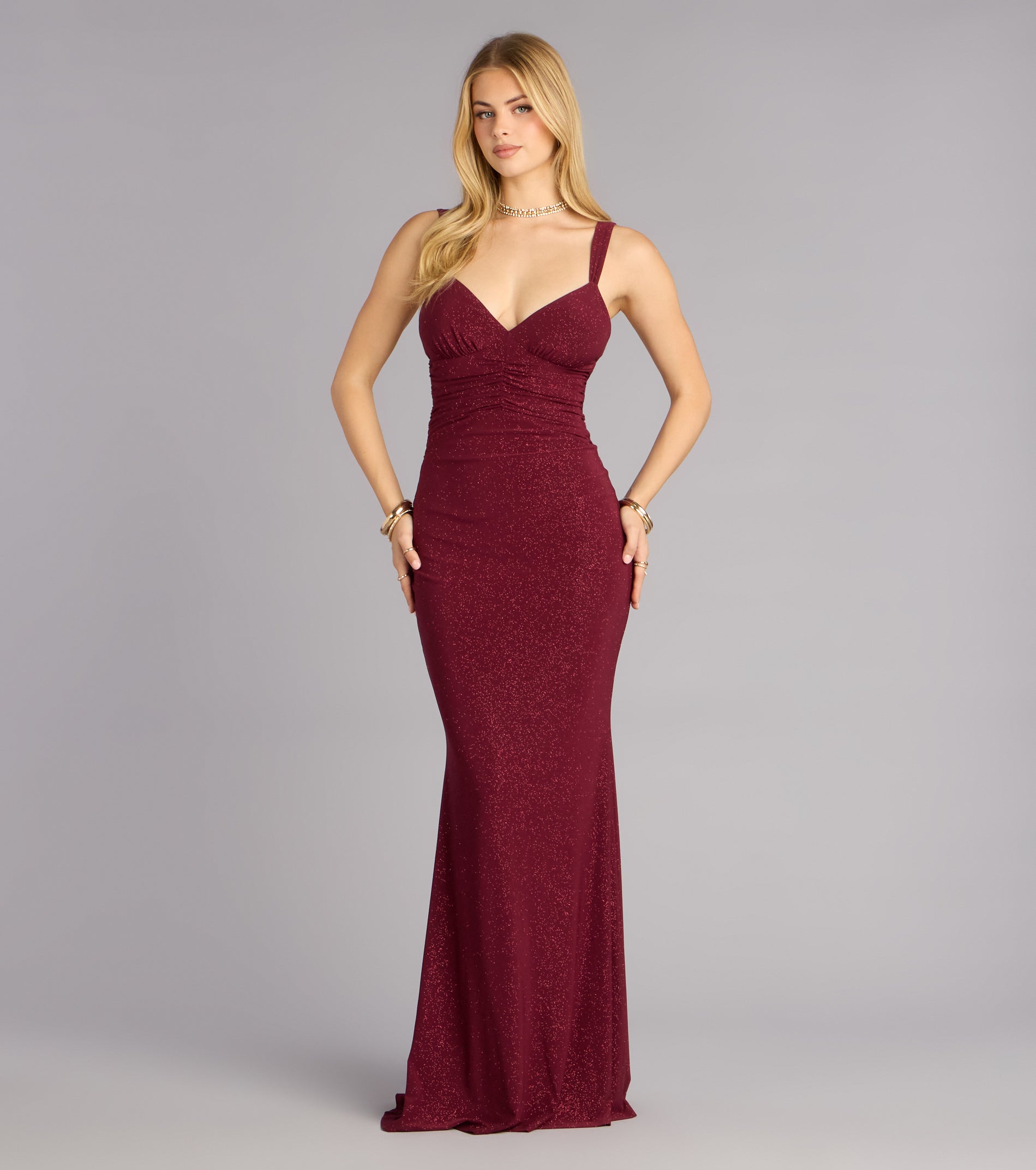 Bailey Glitter Low Back Mermaid Formal Dress