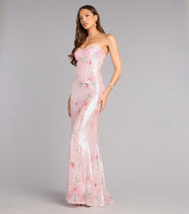 Arely Floral Sequin Corset Formal Dress