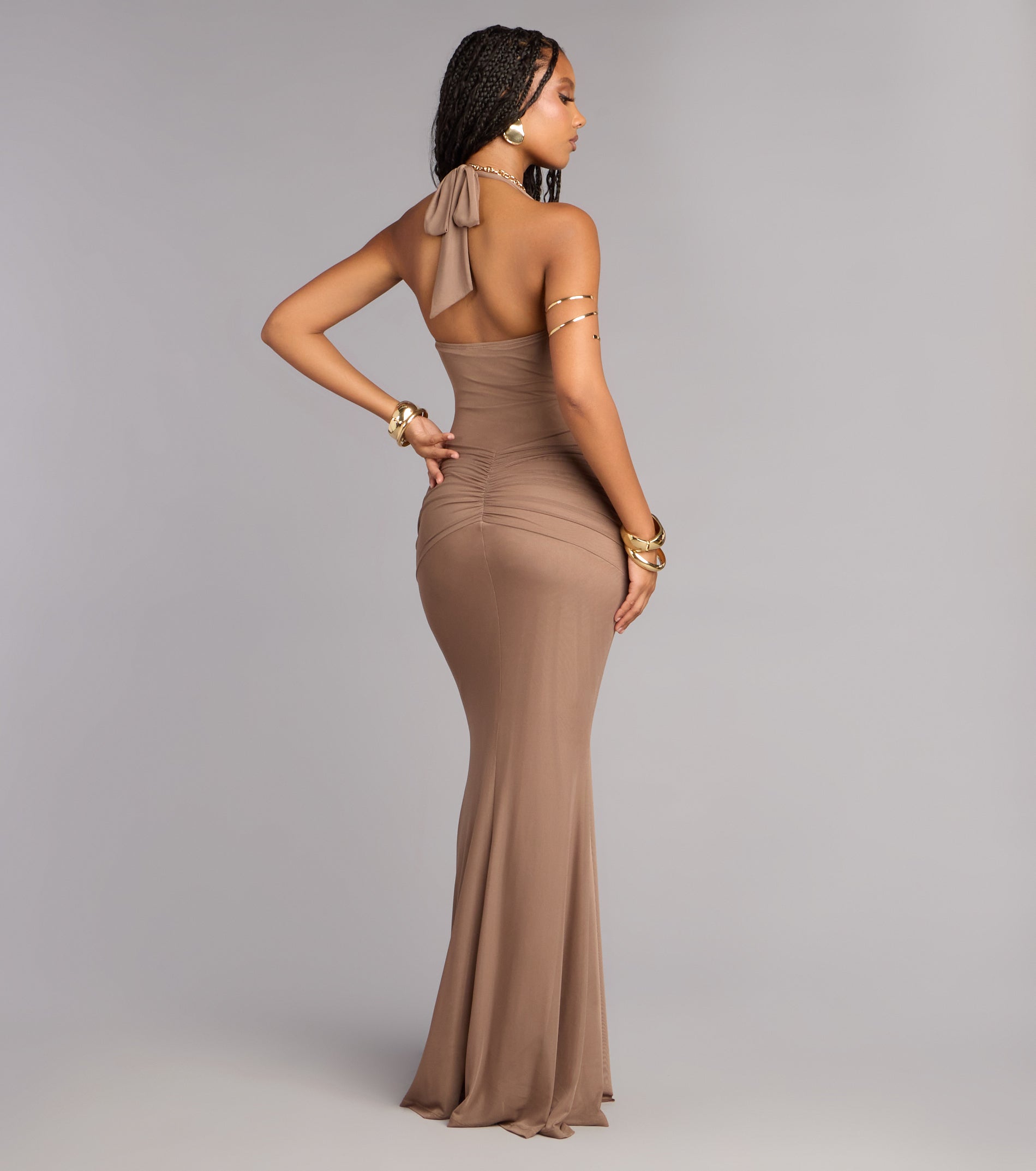 Tori Mesh Mermaid Formal Dress