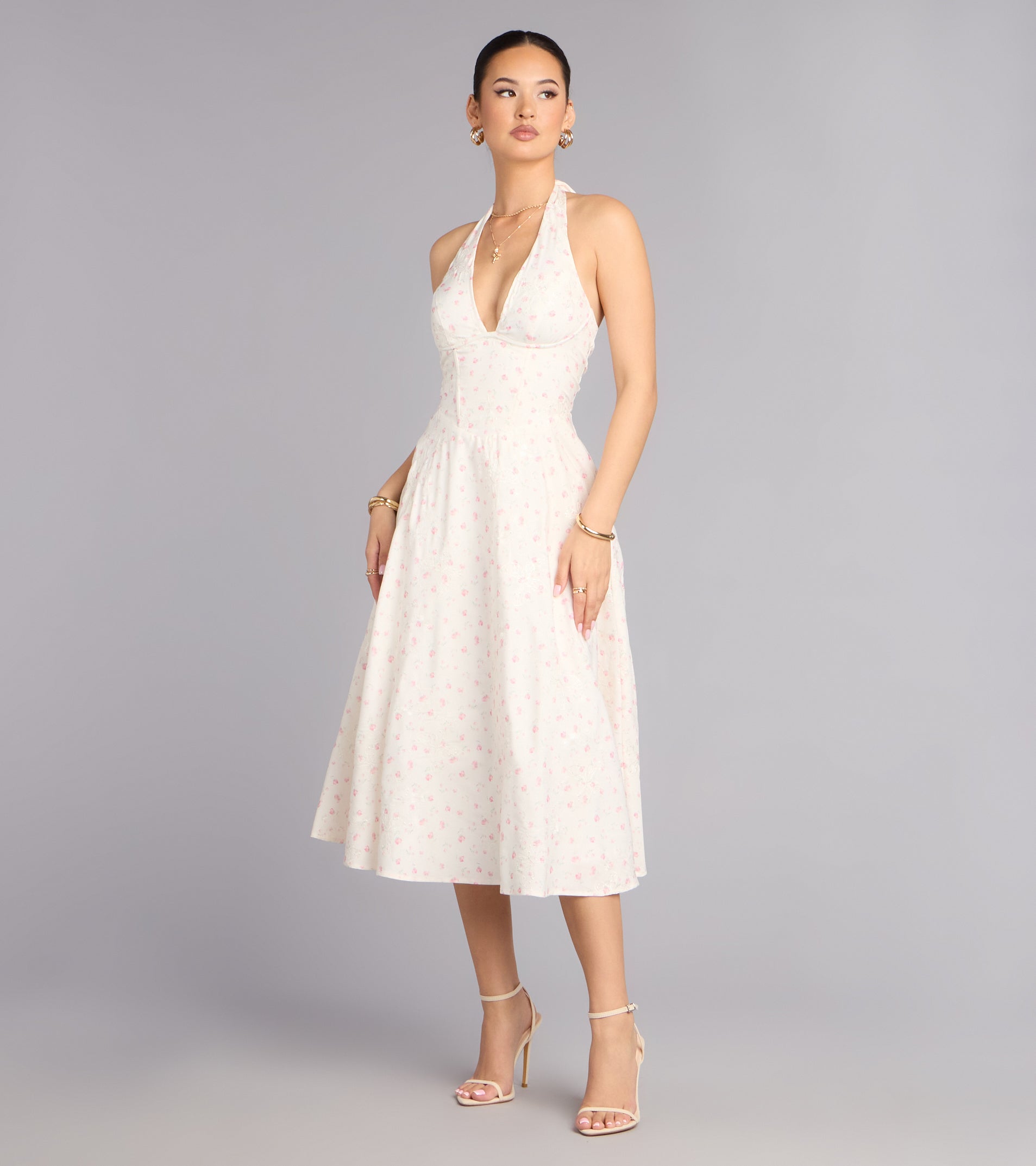 Brunch Bloom Floral Butterfly Midi Dress