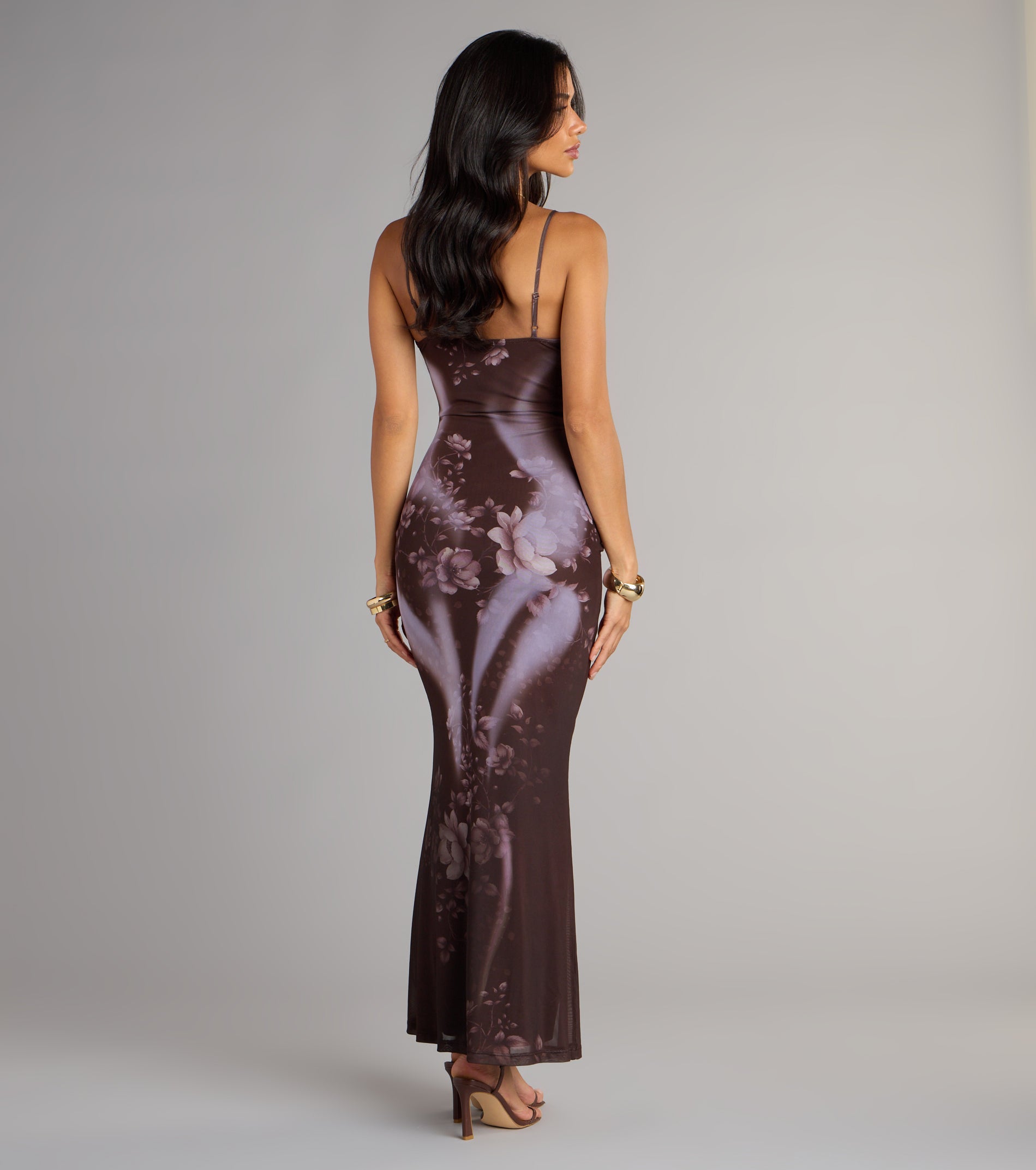 Moonlit Bloom Abstract Floral Maxi Dress