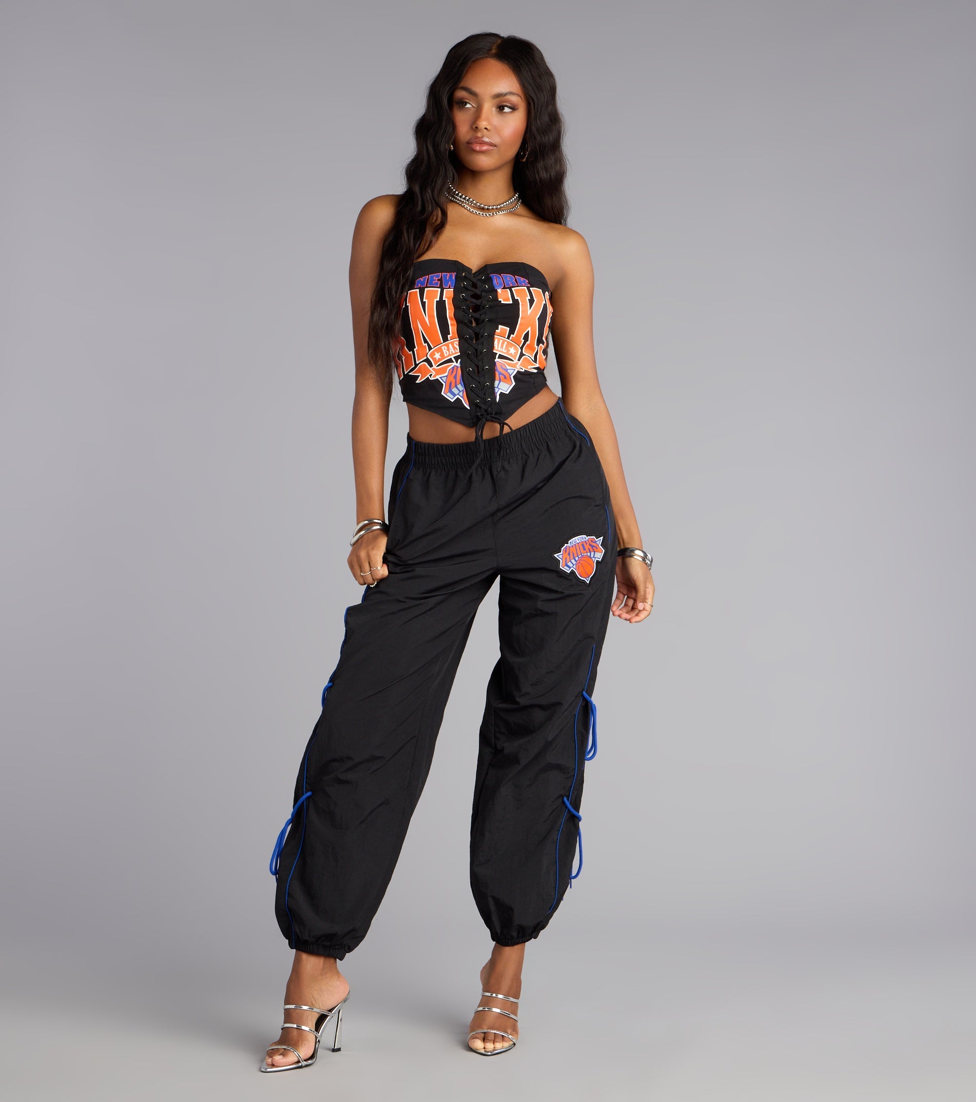 Ultra Game NBA Knicks Lace-Up Corset Top