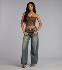 Laced Up Faux Leather Tube Top