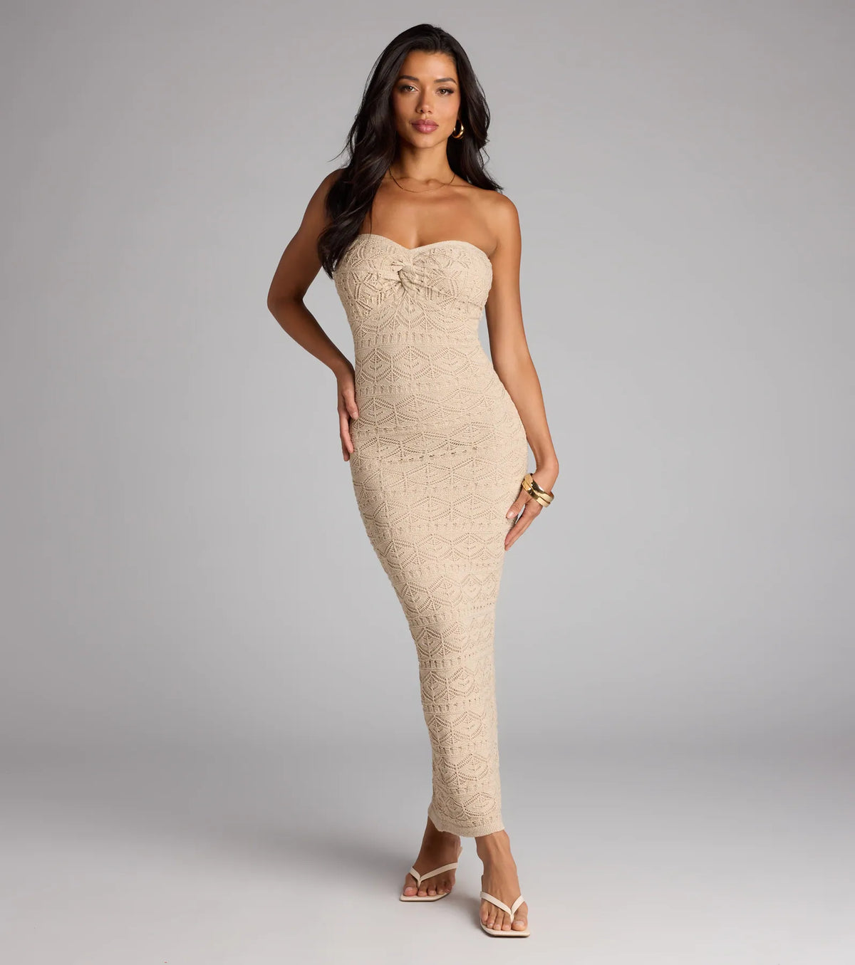 Barefoot Bliss Strapless Crochet Maxi