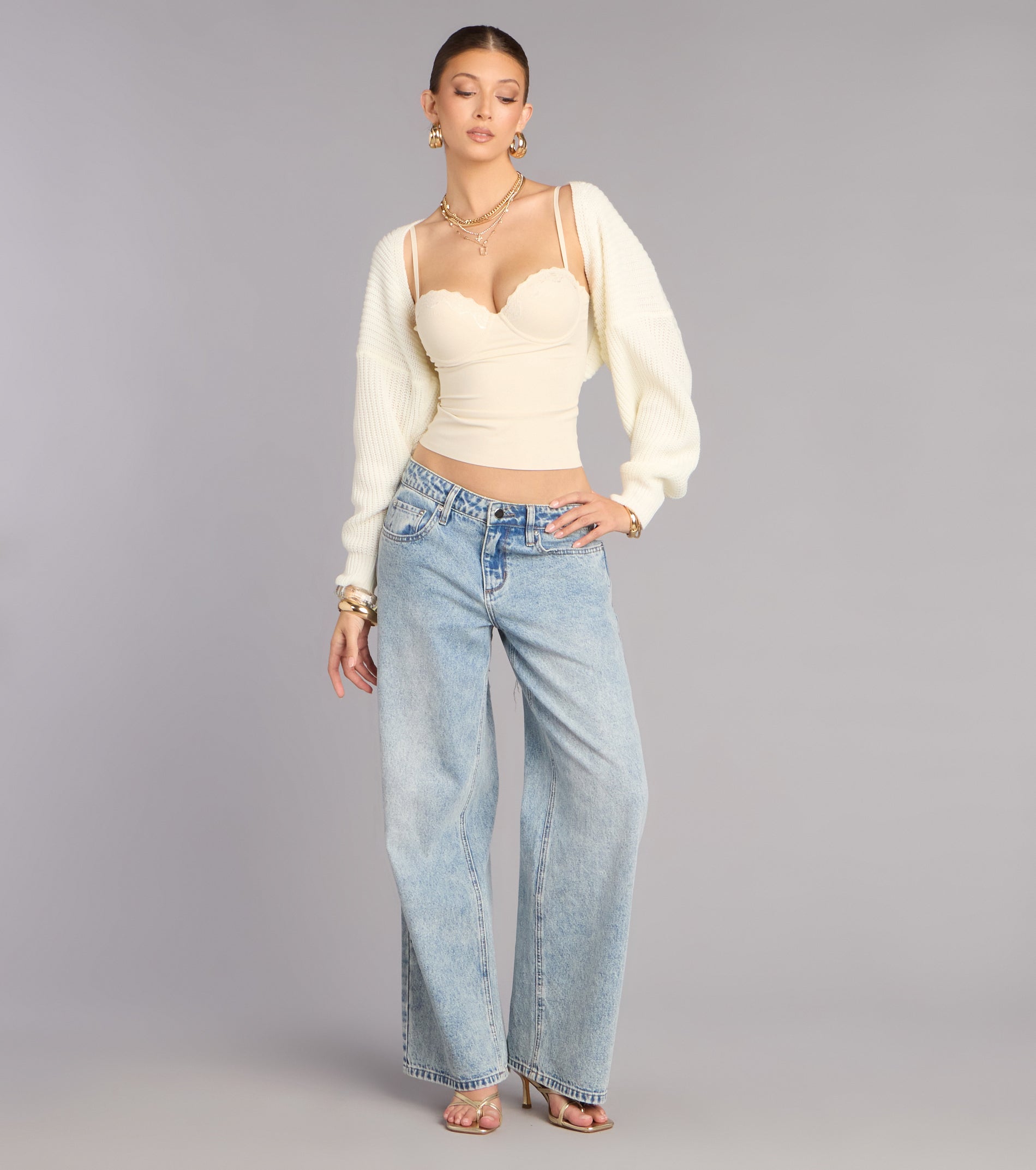 Sweet And Cozy Oversized Knit Sweater Bolero