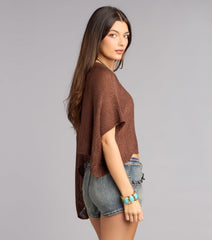 So Breezy Off-Shoulder Poncho Top