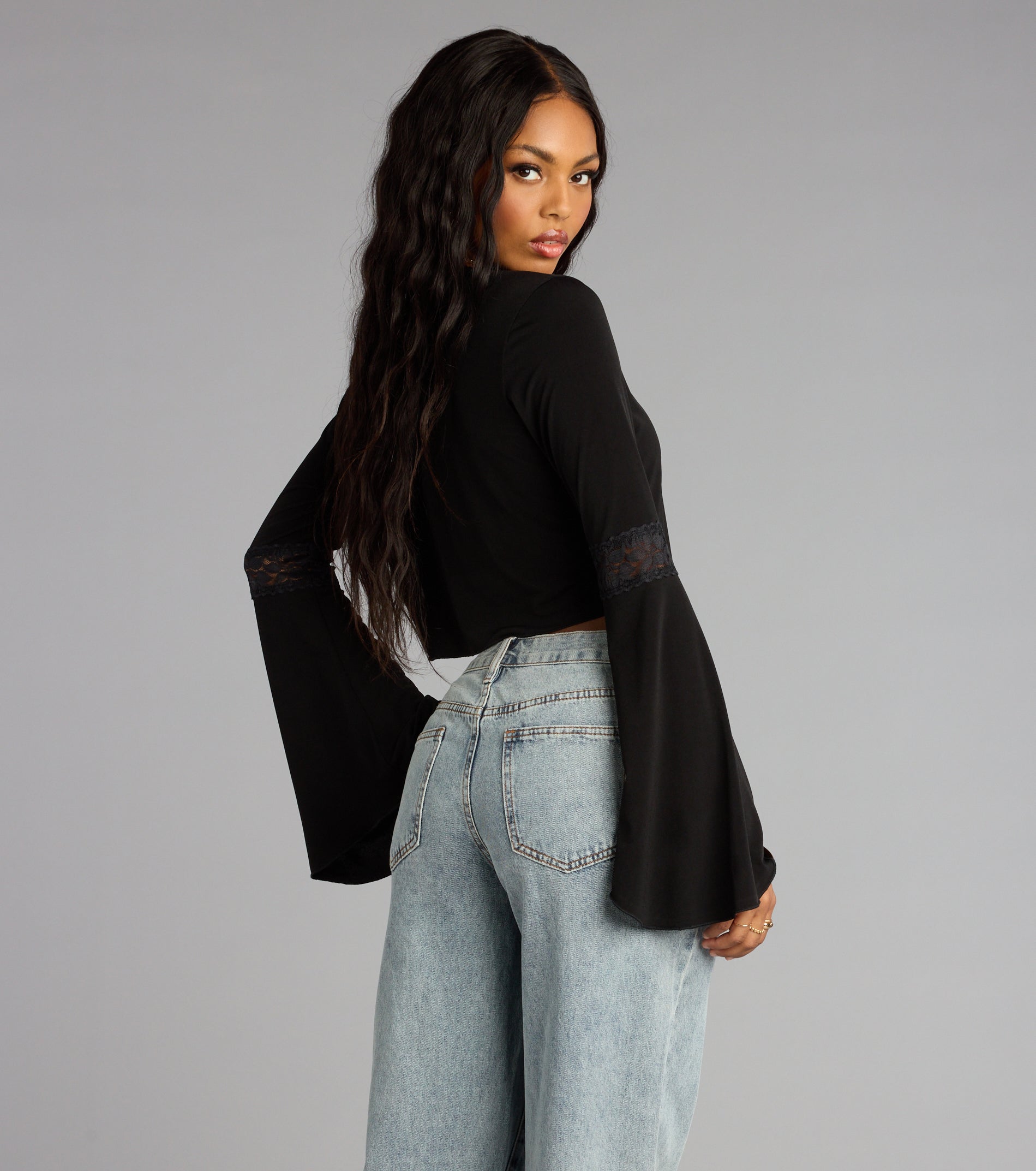 Whisper Lace Tie Front Top