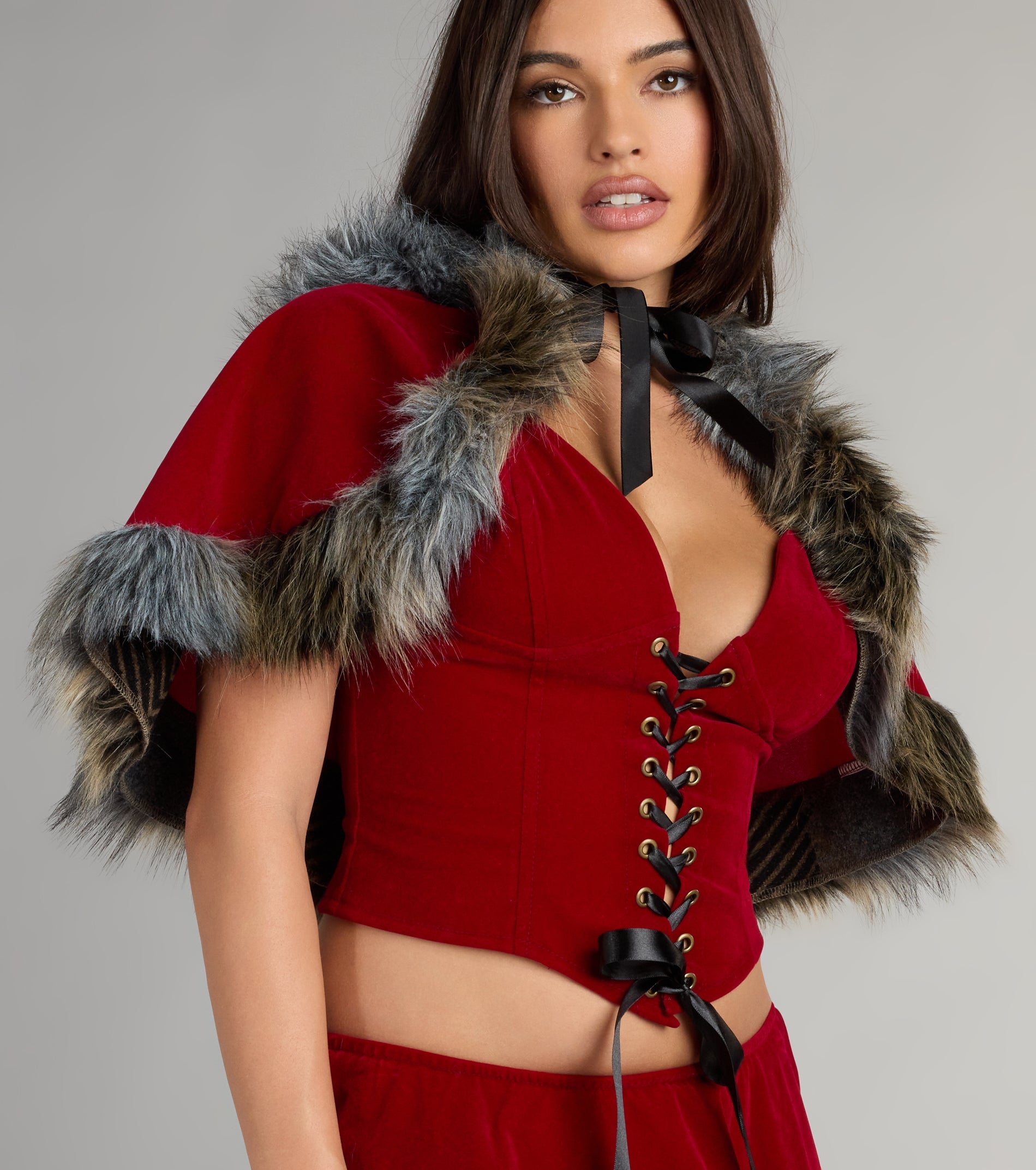 Little Red Velvet Hooded Cape