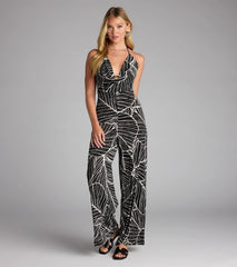 Tropic Like It’s Hot Wide Leg Cowl Neck Jumpsuit