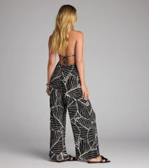 Tropic Like It’s Hot Wide Leg Cowl Neck Jumpsuit