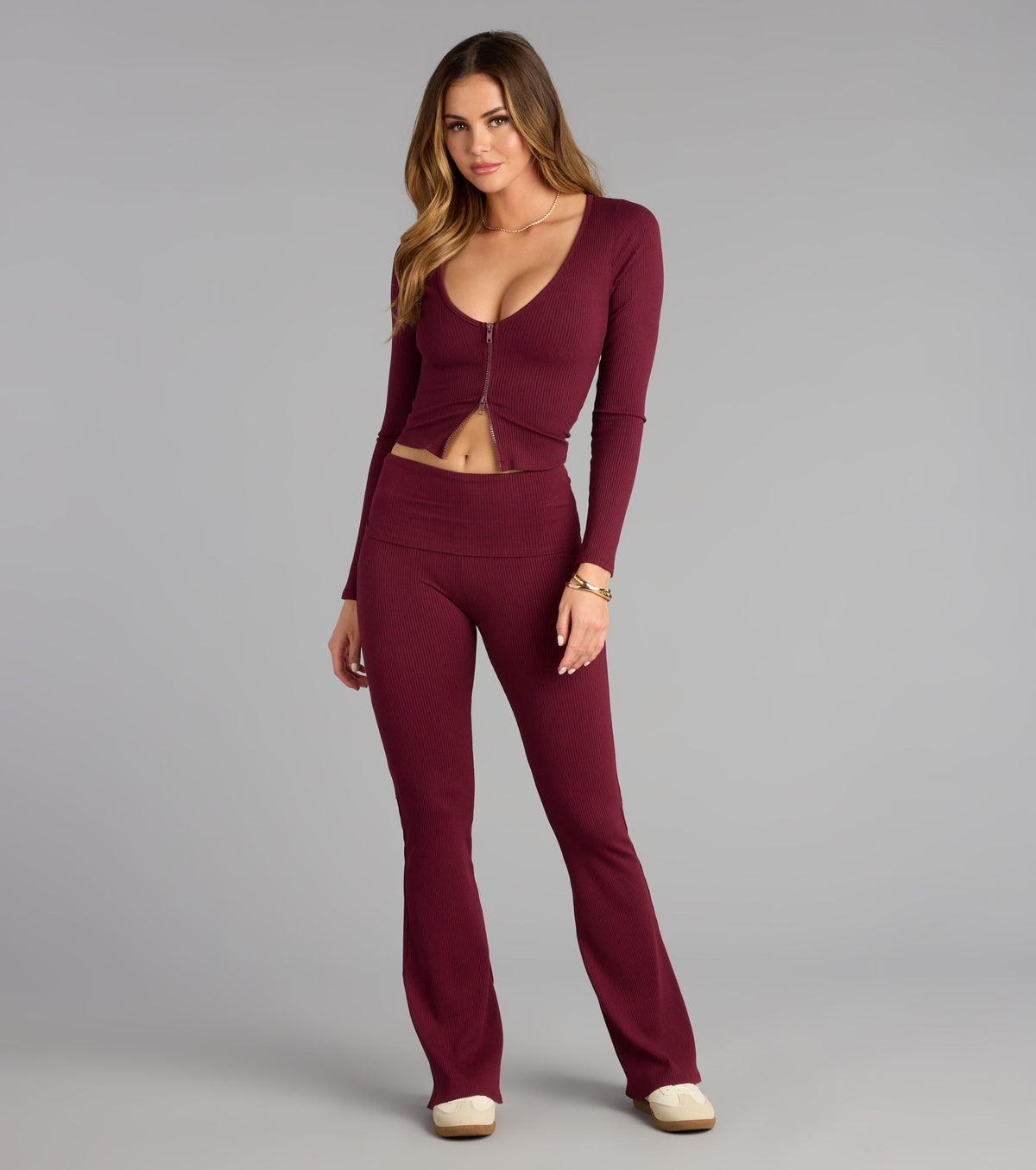 Chill Time Rib Knit Flare Pants