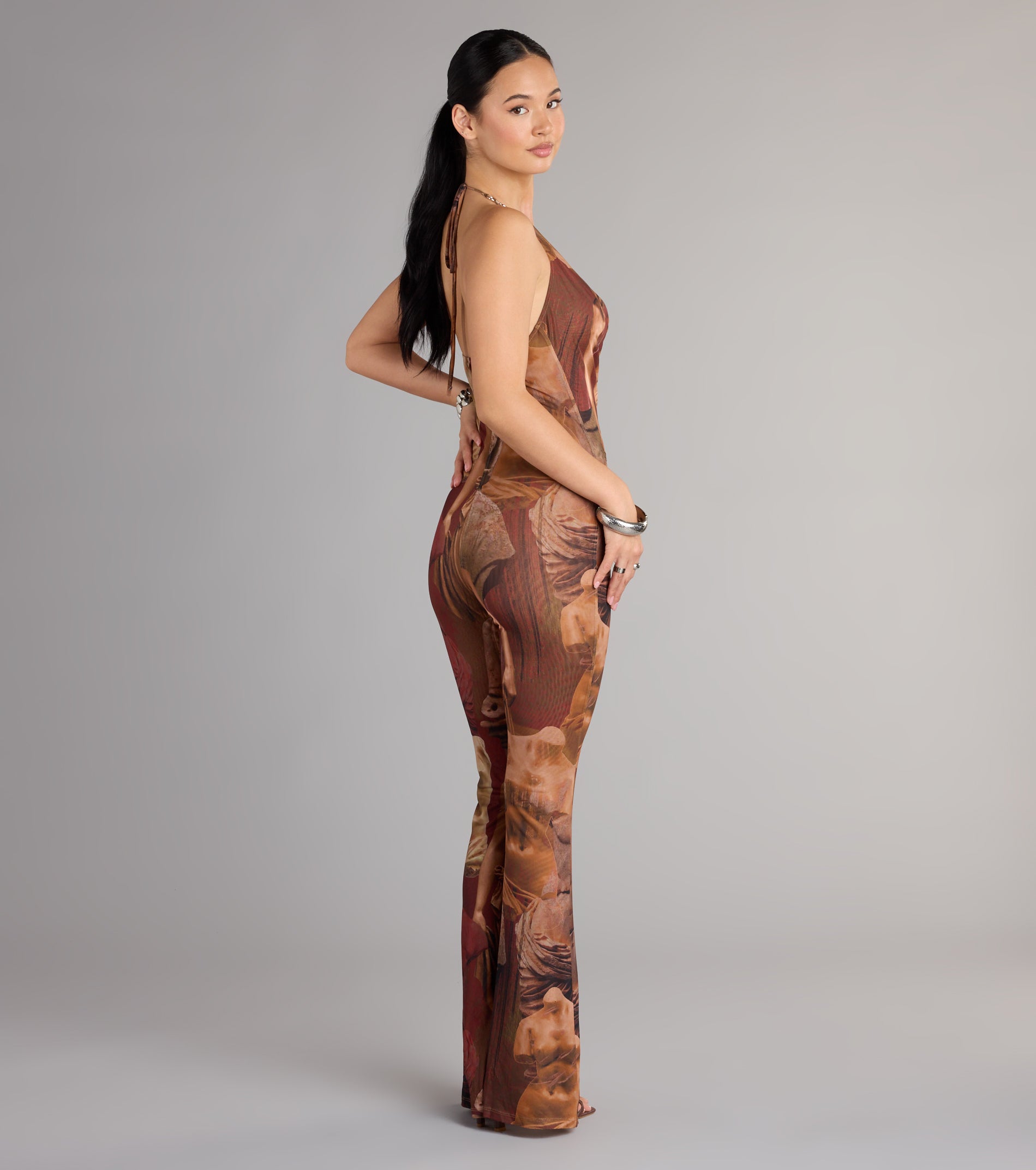 Off Duty Muse Abstract Print Cutout Jumpsuit