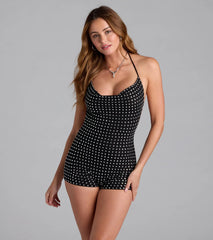 Diva Shine Rhinestone Open Back Romper