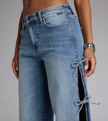 Tied Up in Denim Bow Mid-Rise Denim Jeans