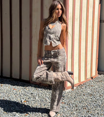 Wild Moves Snake Print Wide-Leg Jeans
