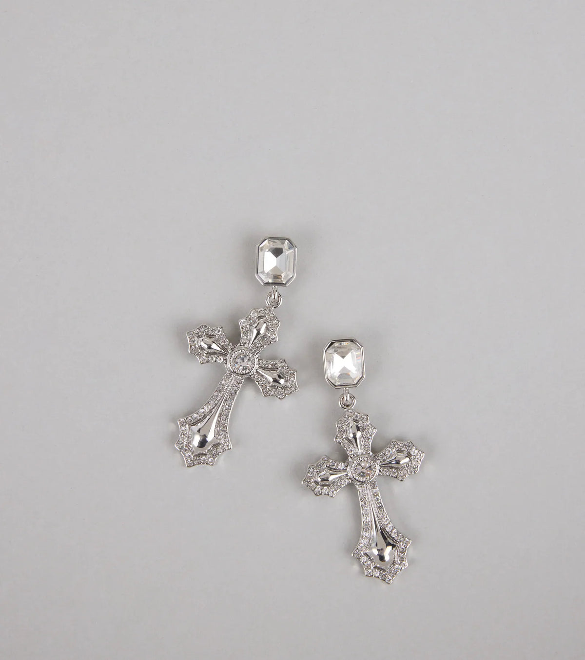 Saint and Slay Rhinestone Cross Earrings
